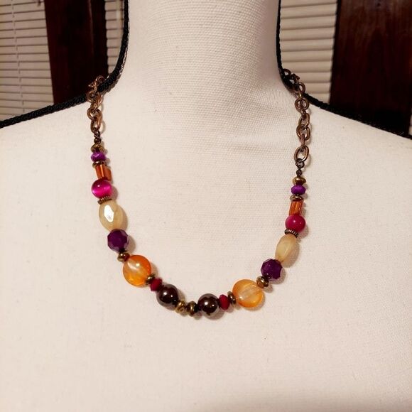 RUBY Rd Multi Color Beaded Necklace With Gold Chain - Picture 4 of 4